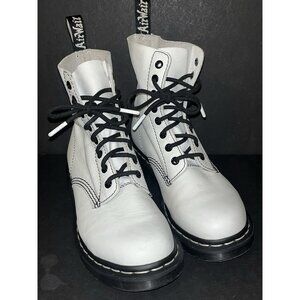 Doc Dr Marten Luana WHITE Combat Boot Leather Sz 7 Women US Air Wair Steampunk